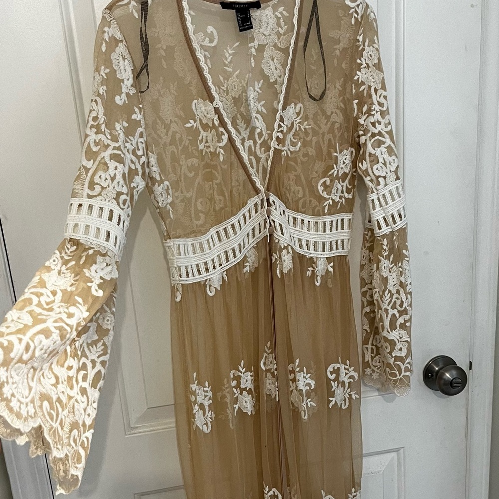 Nude/Cream Lace see through dress/cover